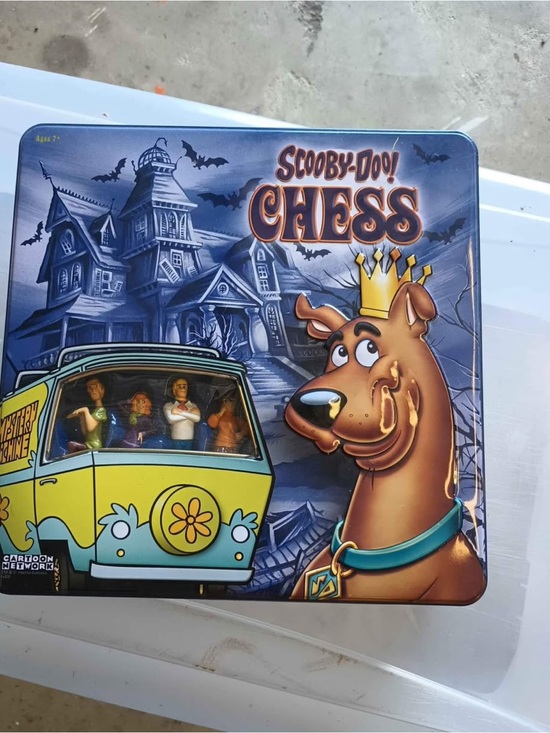 Other - ! Chess Board Game - Blue/Brown Tin Set